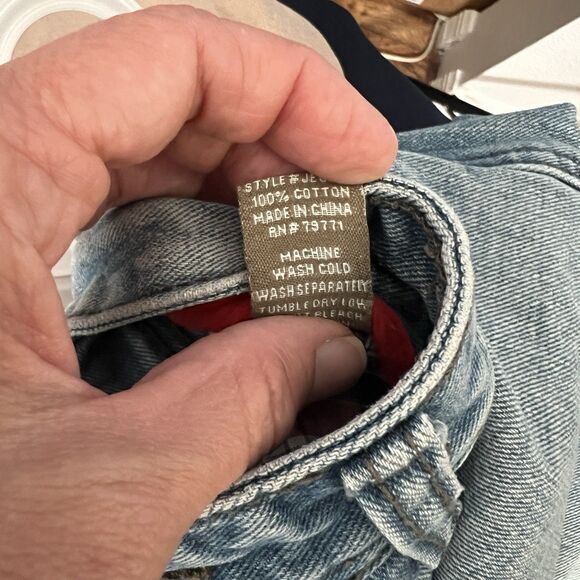 Jordan Craig Jeans Men’s 34 X 34 Light Wash Distressed Raw Hem Denim - Picture 10 of 10